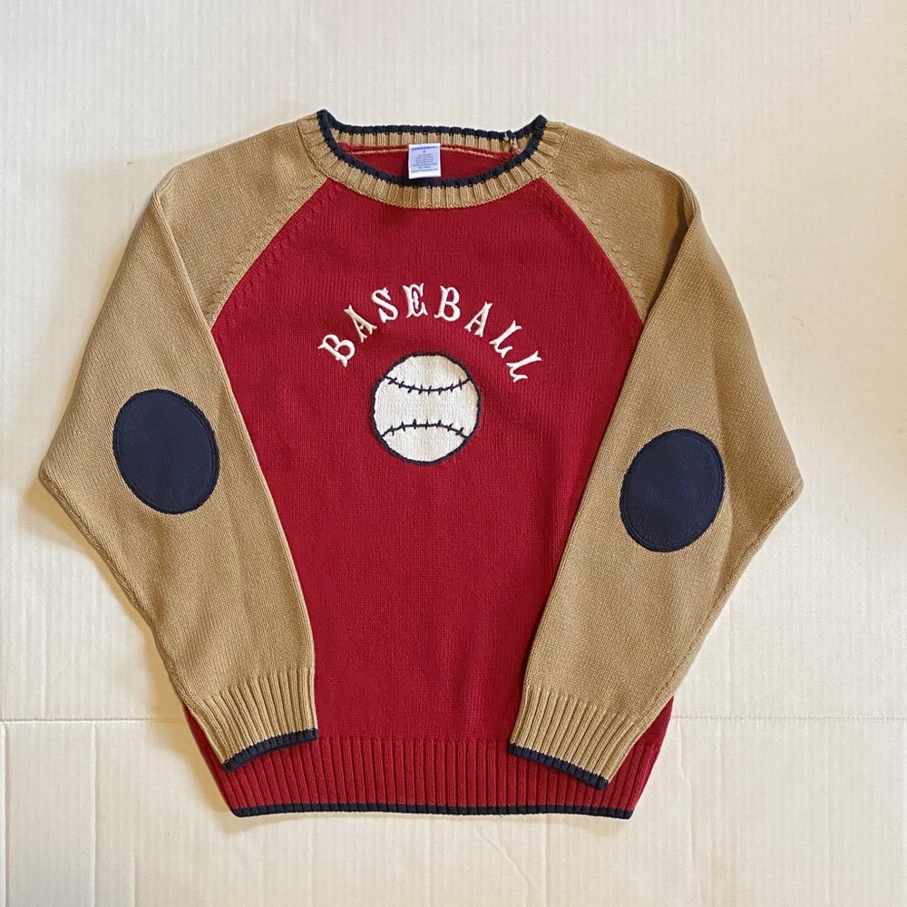 YOUTH Gymboree Baseball Embroidered Raglan Cotton Sweater